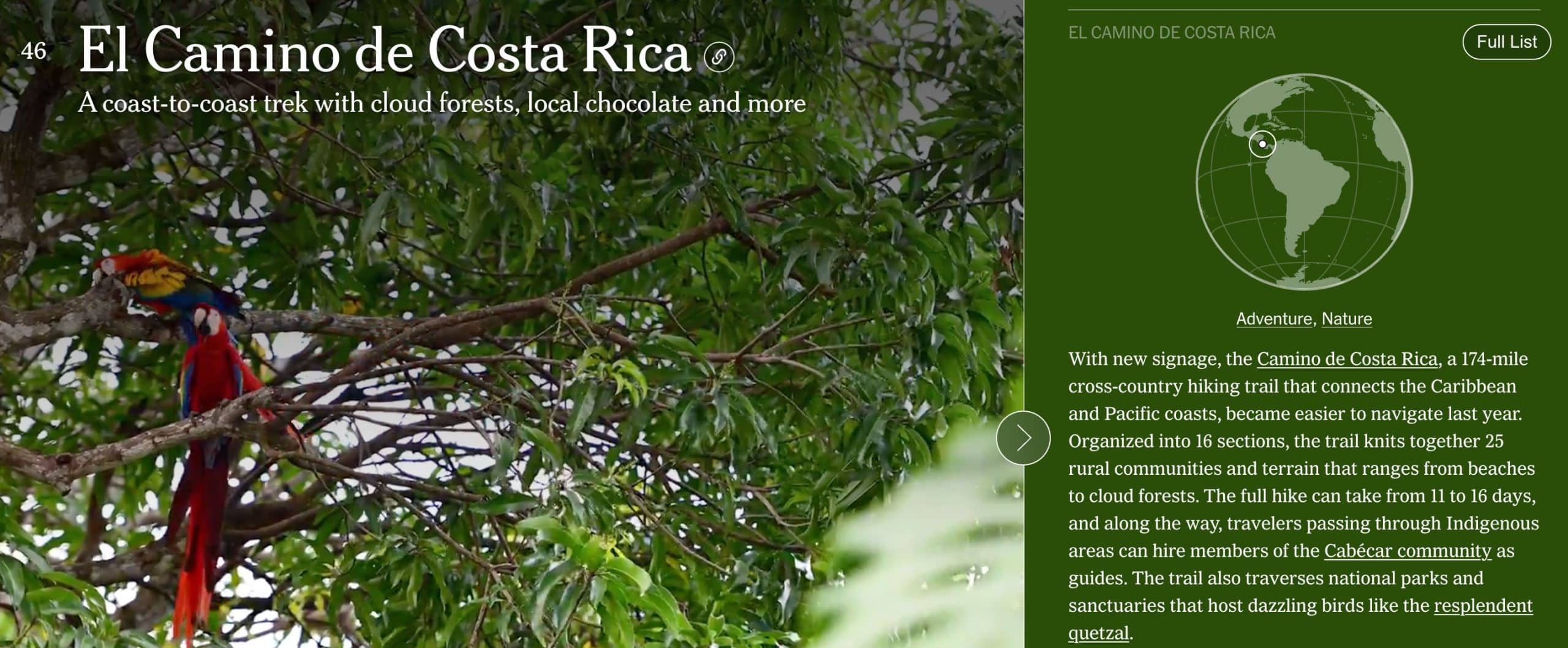 El Camino de Costa Rica in the press, 2020 to 2024